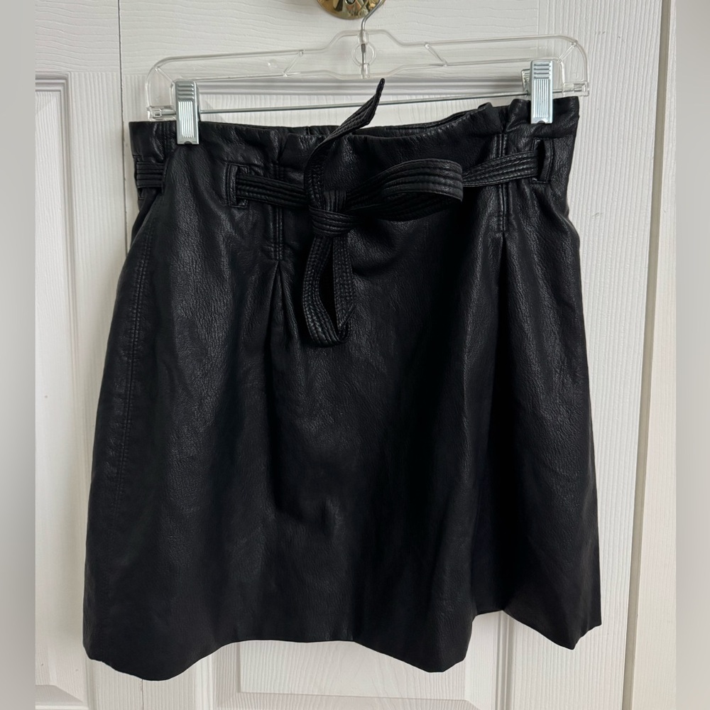 Free People Black Faux Leather Skirt